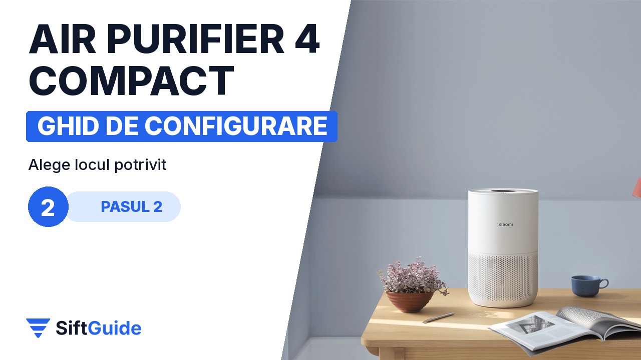 Xiaomi Smart Air Purifier 4 Compact pe o comodă într-un apartament