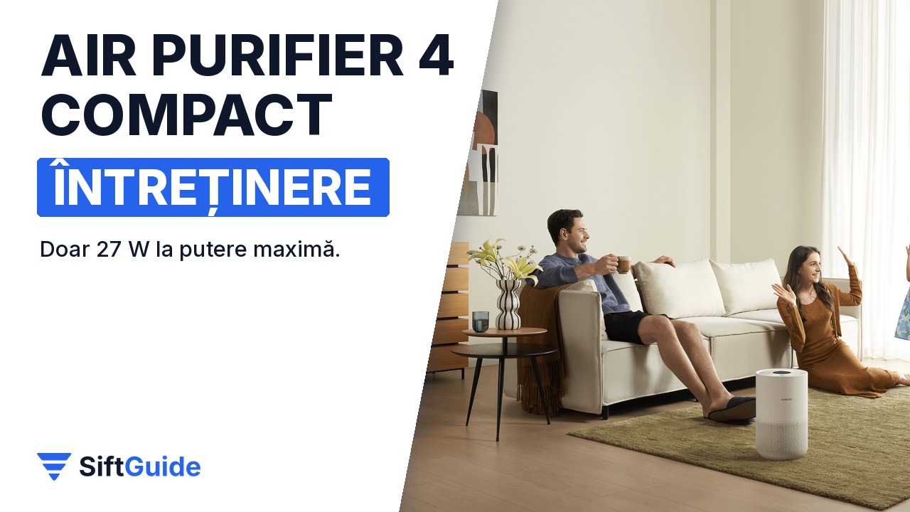 Familie într-un living luminos cu Xiaomi Smart Air Purifier 4 Compact