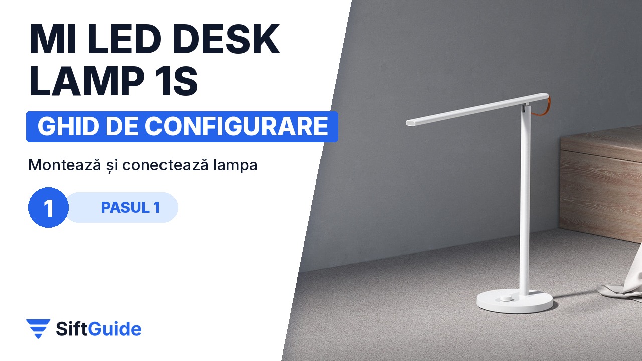 Lampa Mi LED Desk Lamp 1S pe birou într-un apartament luminos