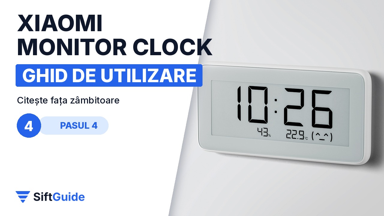 Ceasul Xiaomi pe perete, cu temperatura, umiditatea și emoticonul de confort