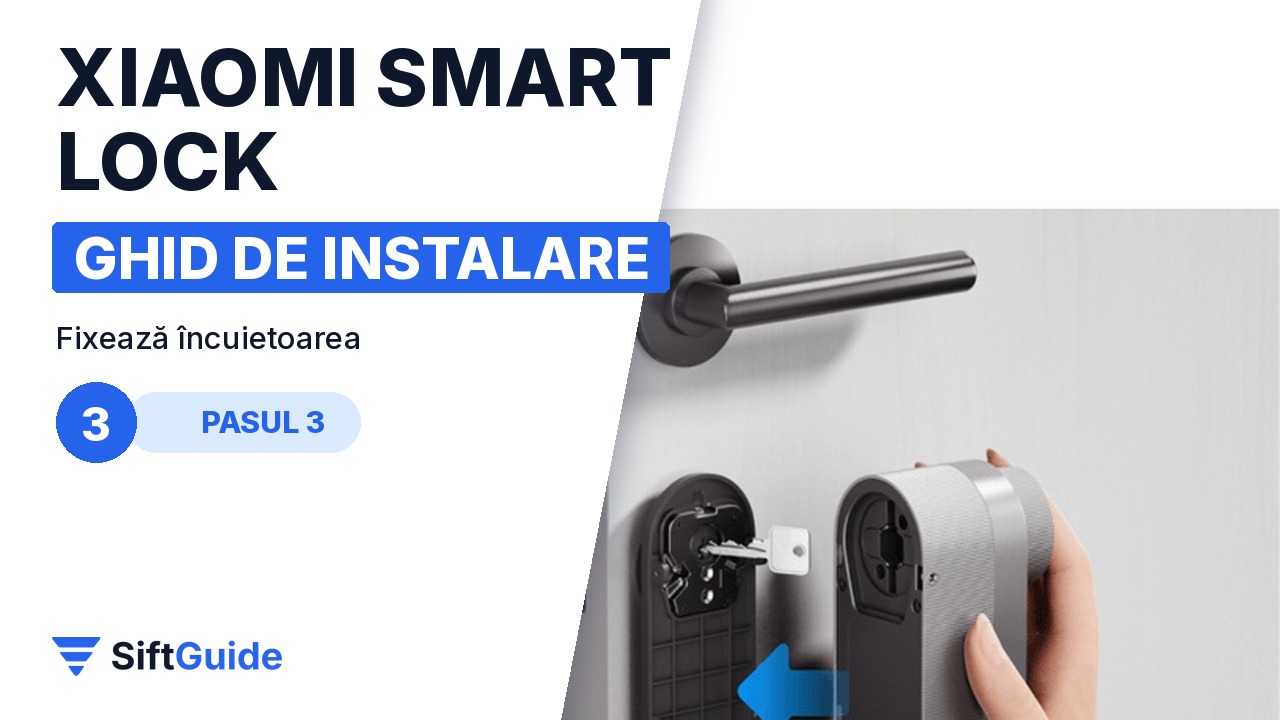 Încuietoarea Xiaomi Self-Install Smart Lock fixată pe interiorul ușii